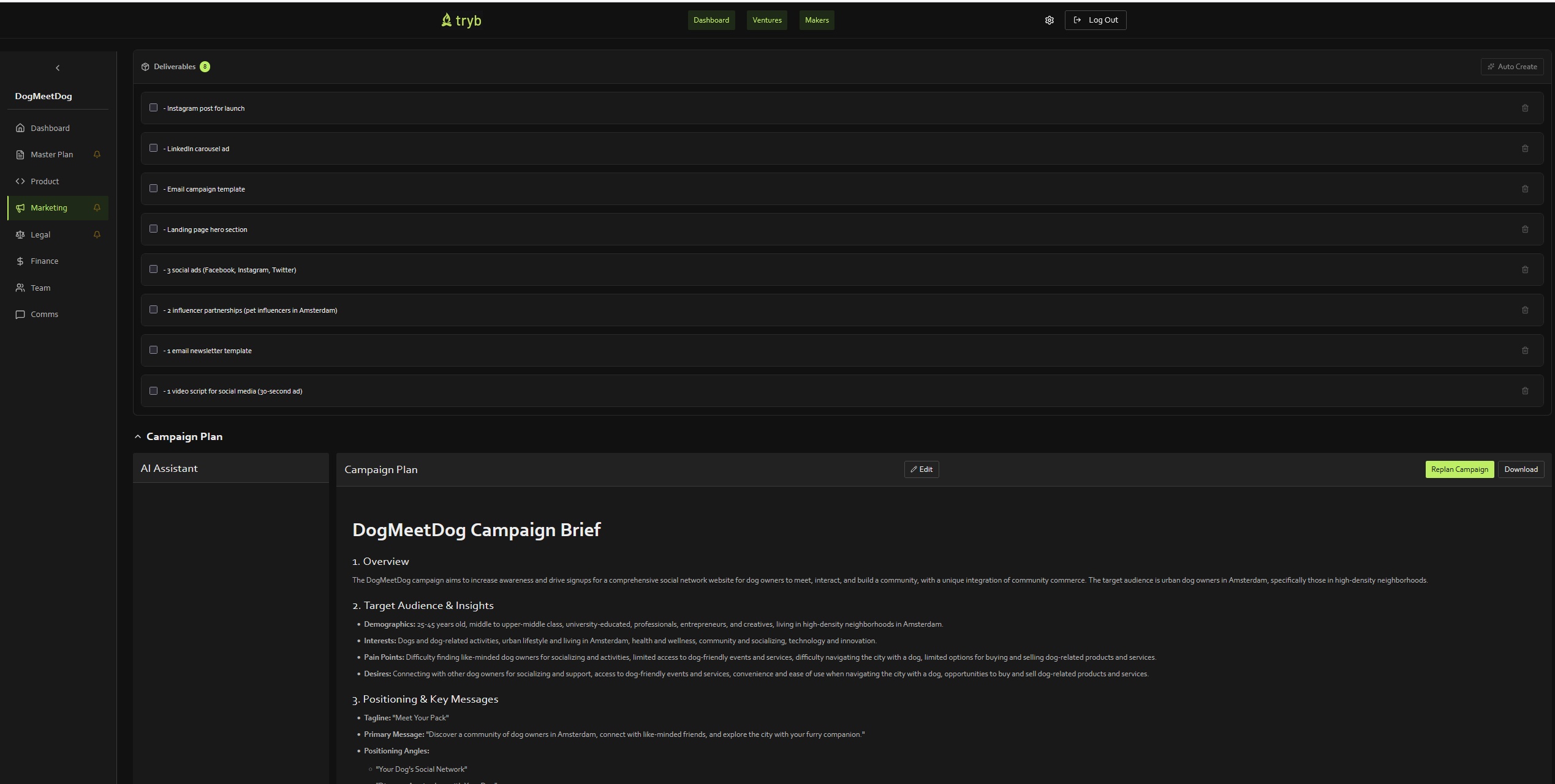 Marketing campaign dashboard
