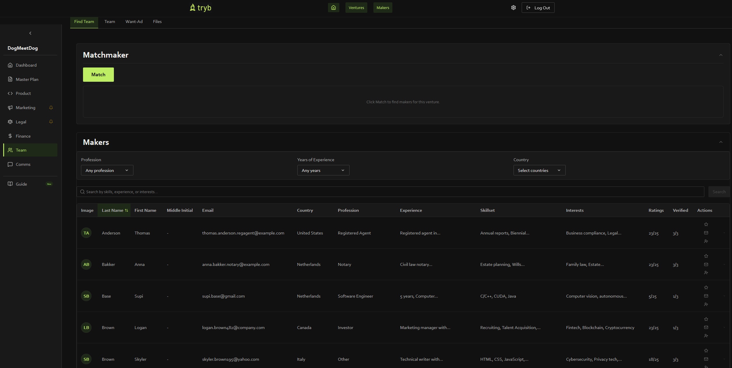 Team collaboration interface